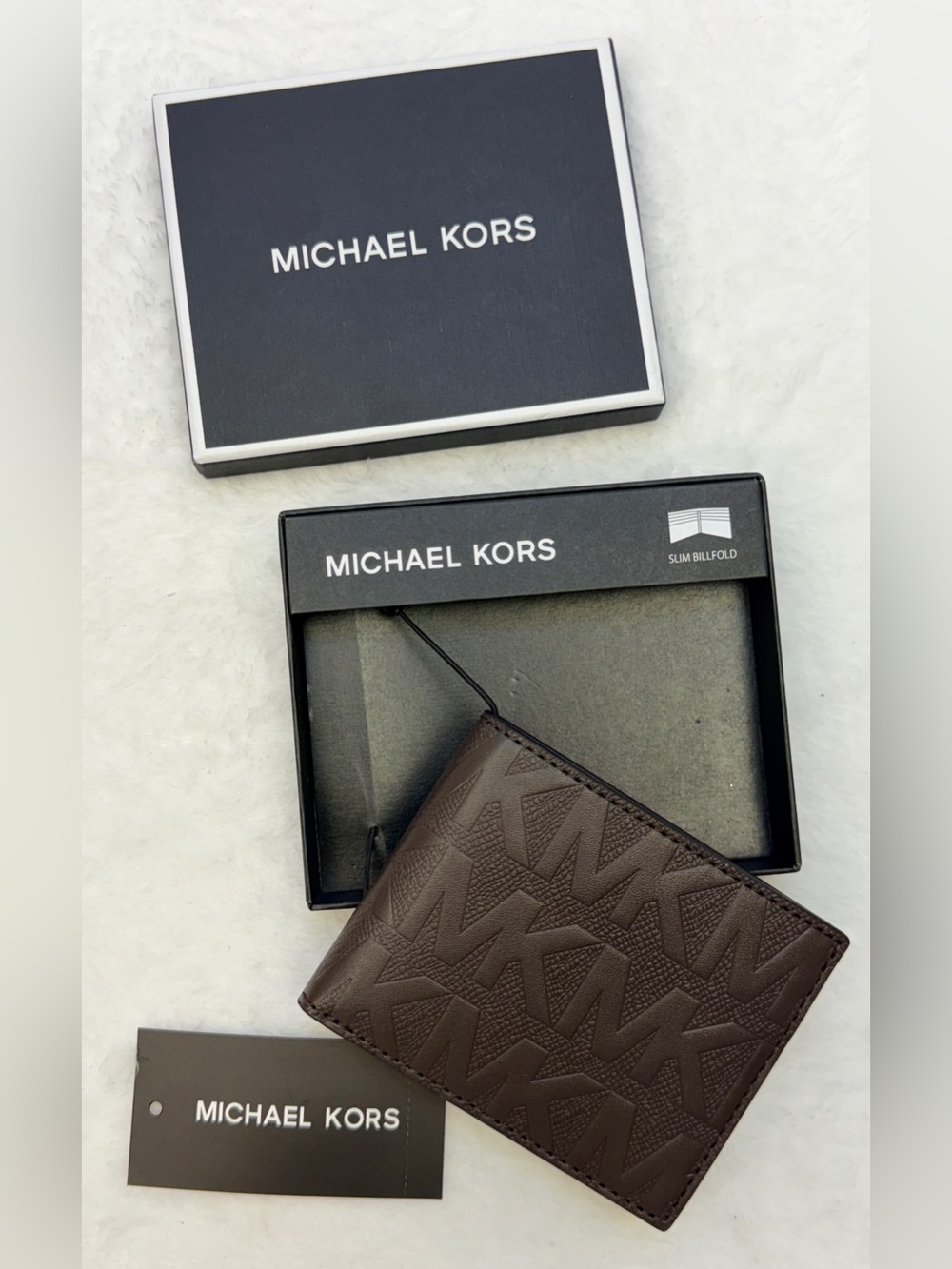 Michael Kors Andy Men's Embossed Leather Bi-Fold/Billfold Wallet - Brown